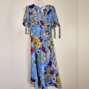 Floral Wrap Dress in Blue by [Brand]
